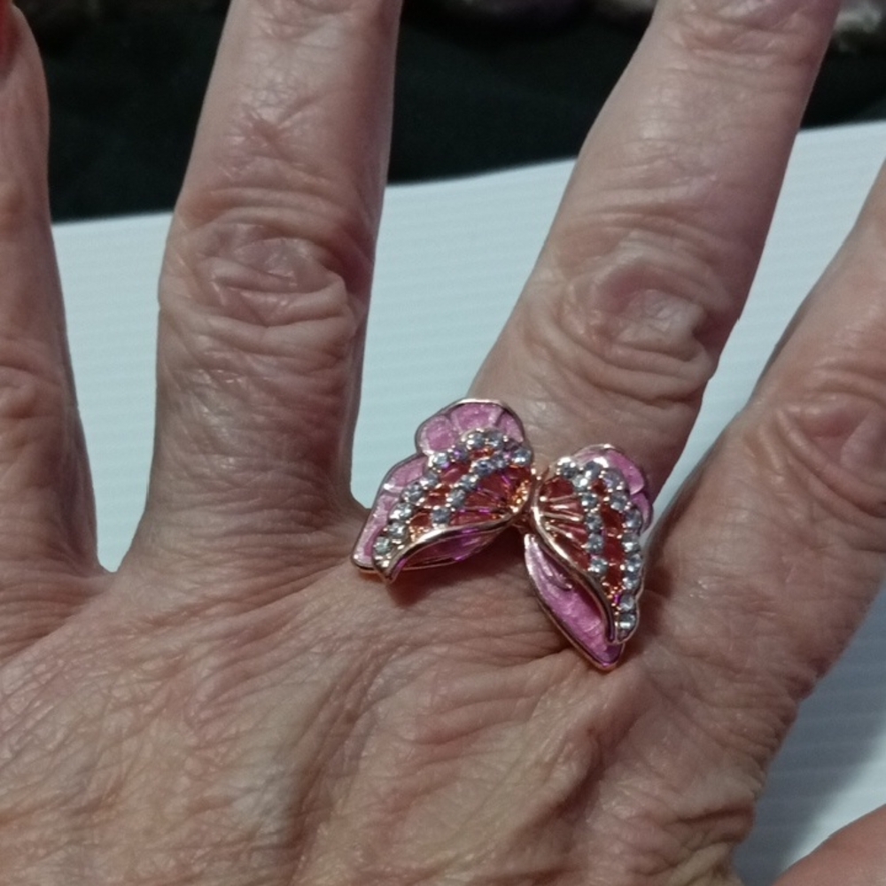 Pink Butterfly Wing Ring